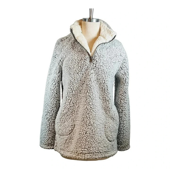 LOVE TREE SHERPA QUARTER ZIP FLEECE PULLOVER GRAY WHITE WOMEN'S SIZE SMALL‎ - Picture 4 of 10